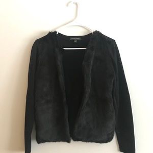 New banana republic faux fur sweater jacket